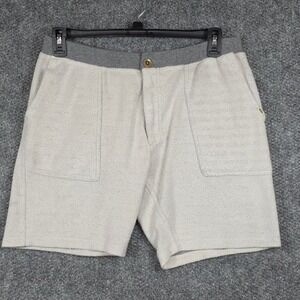 Vans Mens L Shorts Beige Grey Herringbone Knit Cotton Patch Pockets
